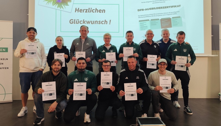 FVN-Lehrstabs-Referenten und Verbandssportlehrer erhalten DFB-Ausbilderzertifikat