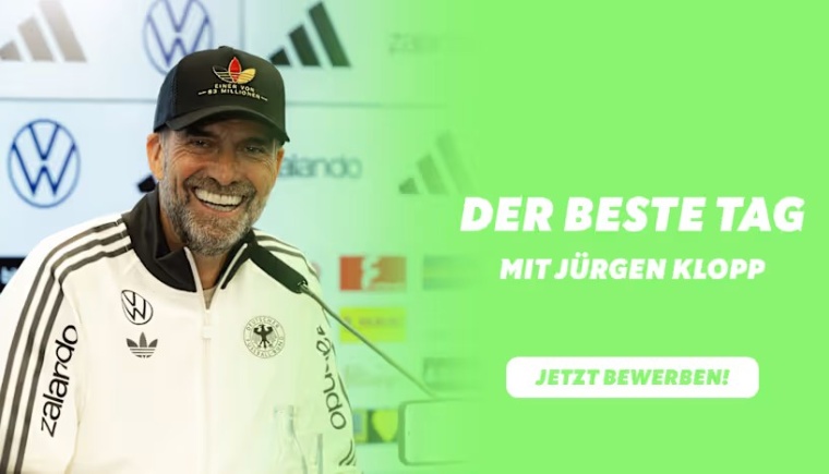 "Der beste Tag" am 21. Oktober: Trainiere mit Bundestrainer Jürgen Klopp am DFB-Campus!