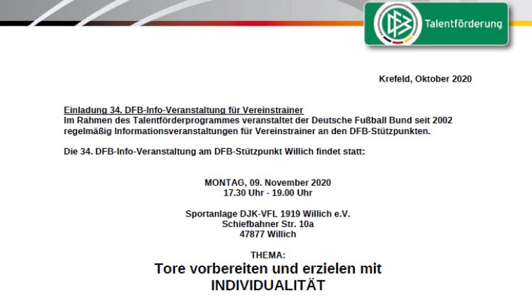 Einladung 34. DFB-Info-Veranstaltung für Vereinstrainer