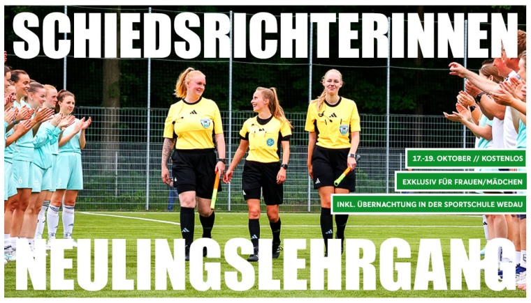 Jetzt anmelden: Traditioneller Schiedsrichterinnen-Neulingslehrgang vom 17. bis 19. Oktober