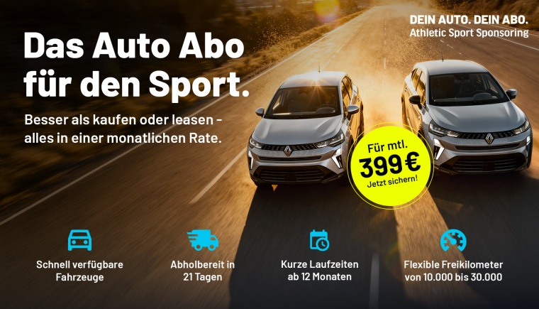 Athletic Sport Sponsoring: Jetzt Renault-Abo für 399 € - 100 % Ehrlich. 0 % Fake.