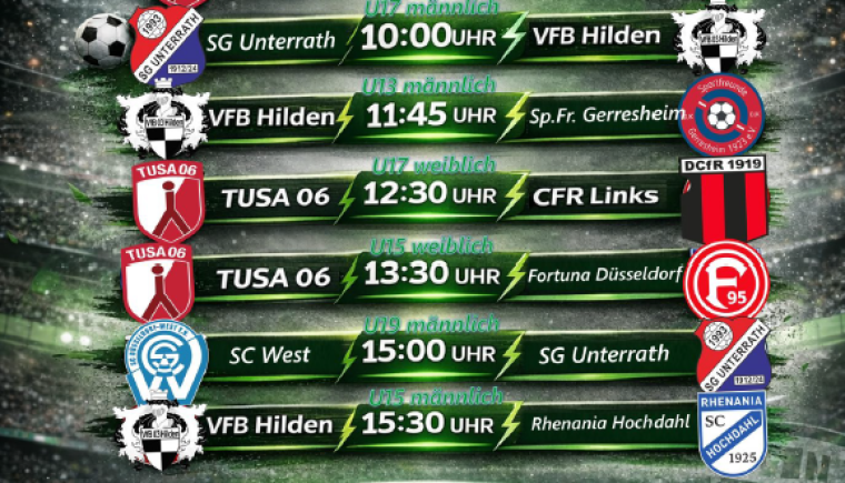 Christi Himmelfahrt (Vatertag) Kinderspielfeste Finalspiele Junioren und Juniorinnen auf der Platzanlage Lohausener SV