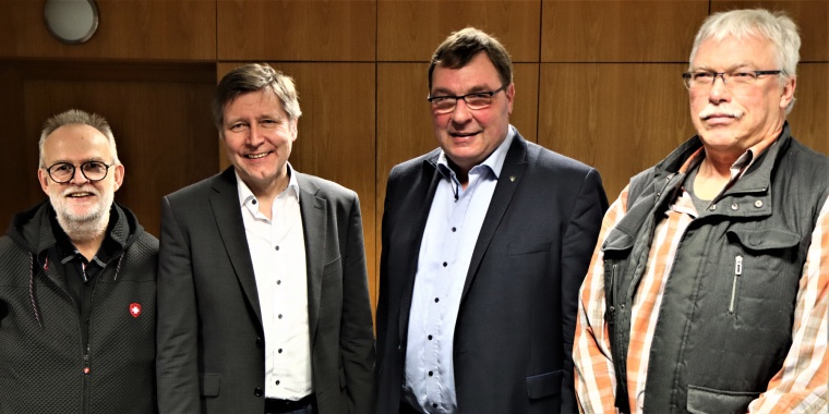Die Kommission Breitenfußball mit (von links) Norbert Kluge, Jürgen Hendricks, Winfried Titze und Jürgen Löppenberg. Auf dem Bild fehlen Sylvia Kramer und Matthias Bongartz.