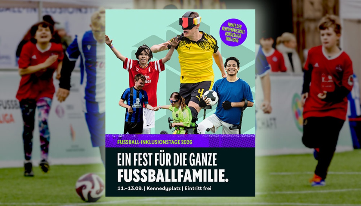 Fußball-Inklusionstage 2026 der DFB-Stiftung Sepp Herberger vom 11. bis 13. September in Essen Fußball-Inklusionstage 2026 der DFB-Stiftung Sepp Herberger vom 11. bis 13. September in Essen