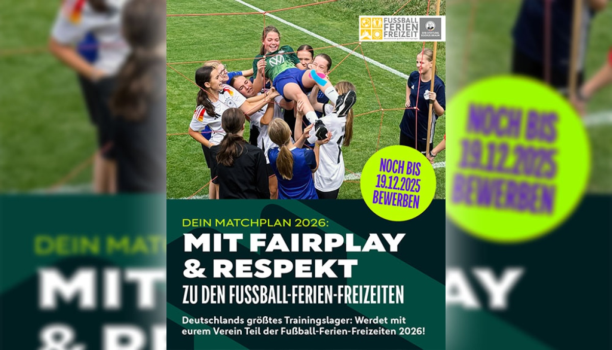 Jetzt bewerben: DFB-Stiftung Egidius Braun veranstaltet auch 2026 wieder Fußball-Ferien-Freizeiten Jetzt bewerben: DFB-Stiftung Egidius Braun veranstaltet auch 2026 wieder Fußball-Ferien-Freizeiten
