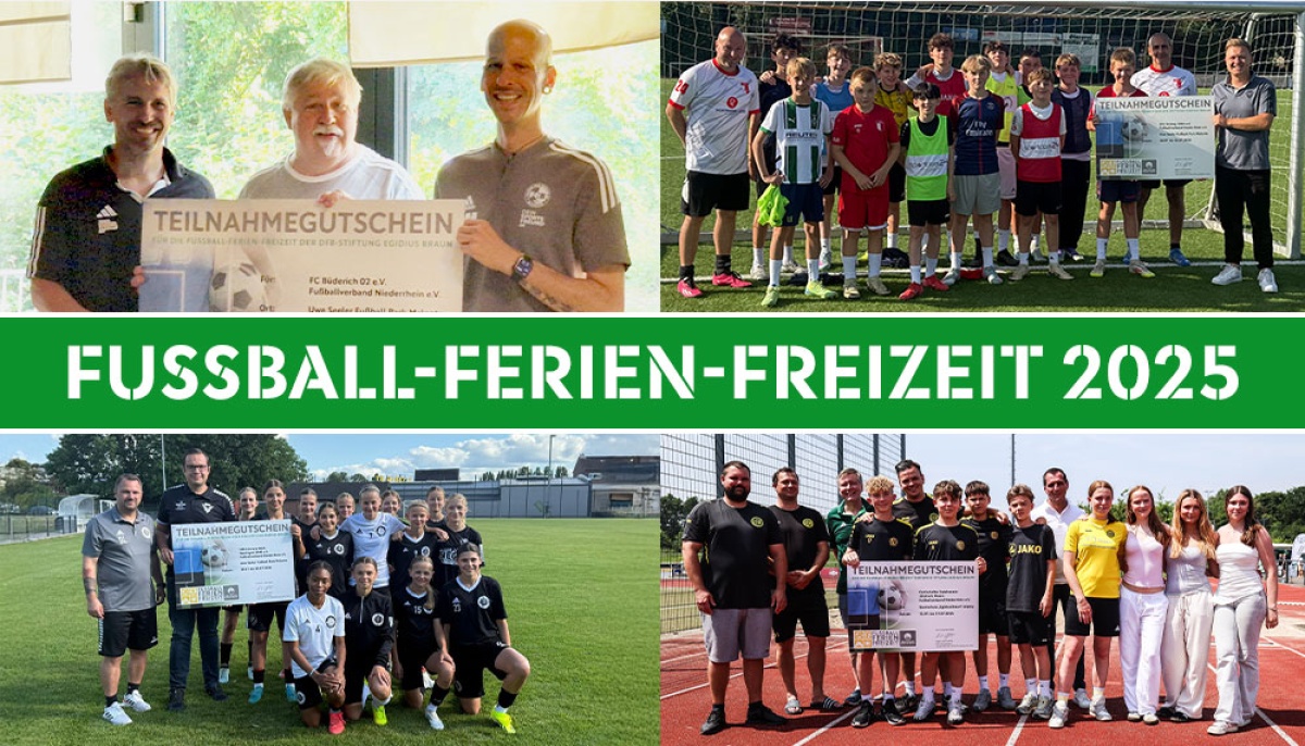 Fußball-Ferien-Freizeit 2025: FC Büderich, SSV Strümp, VfR Warbeyen und GSV Moers sind dabei