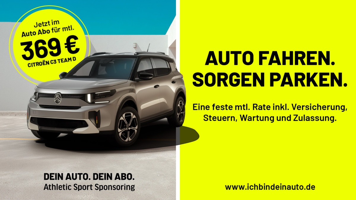 Athletic Sport Sponsoring - Auto fahren. Sorgen parken. 
