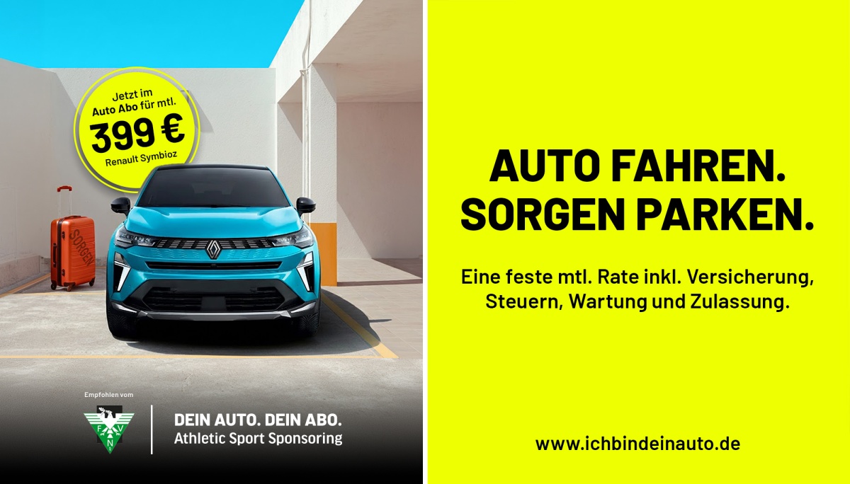 Athletic Sport Sponsoring - Auto fahren. Sorgen parken. 