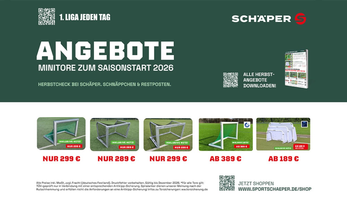 Schäper Sportgerätebau: Tore zum Aktionspreis – auspacken, aufstellen, losspielen!