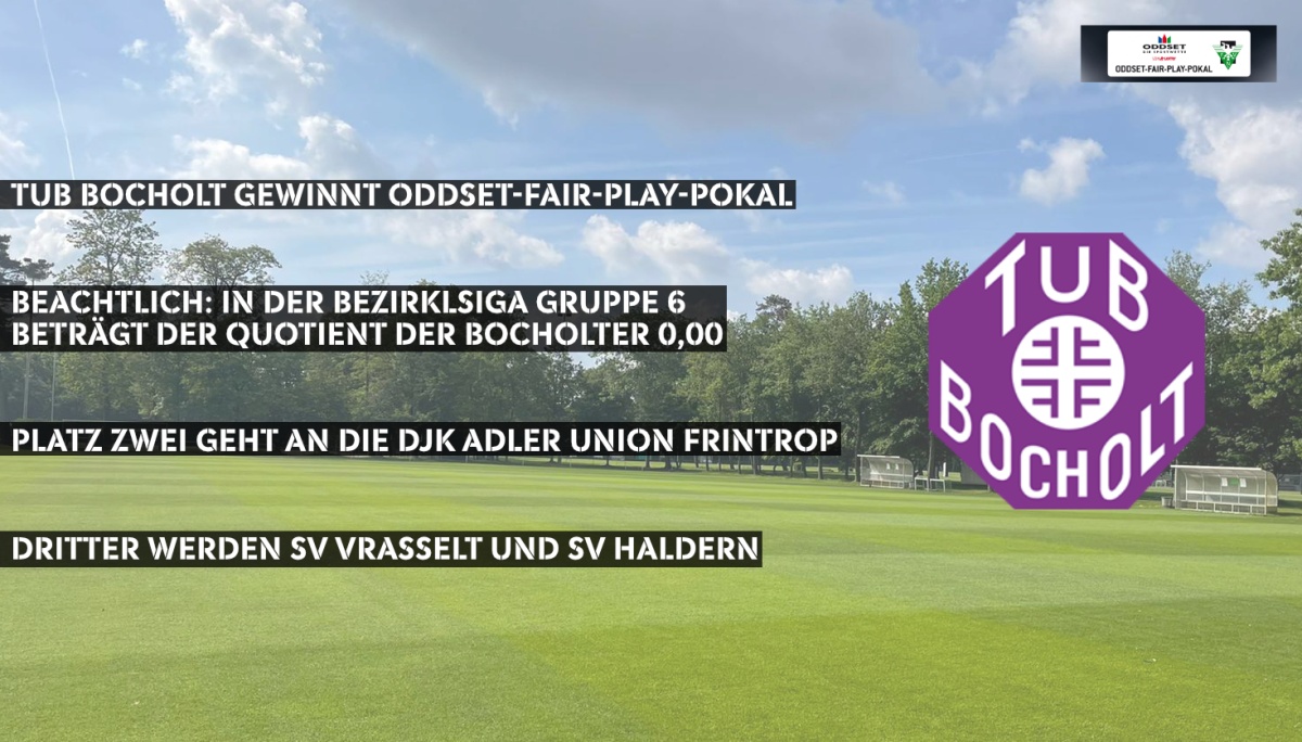 Quotient 0,00 - TuB Bocholt entscheidet Oddset-Fair-Play-Pokal souverän für sich