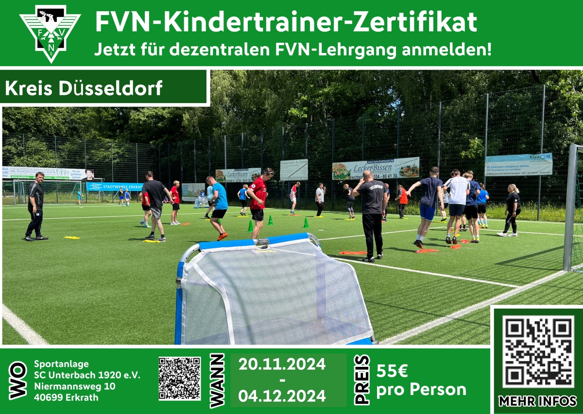 Neues Angebot Kindertrainerzertifikat  Mittwochs in Unterbach