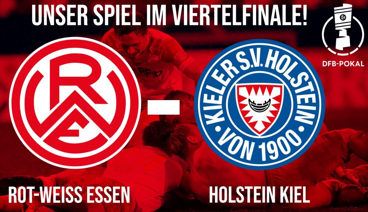 Niederrheinpokalsieger Rot-Weiss Essen trifft im DFB-Pokal-Viertelfinale auf Holstein Kiel