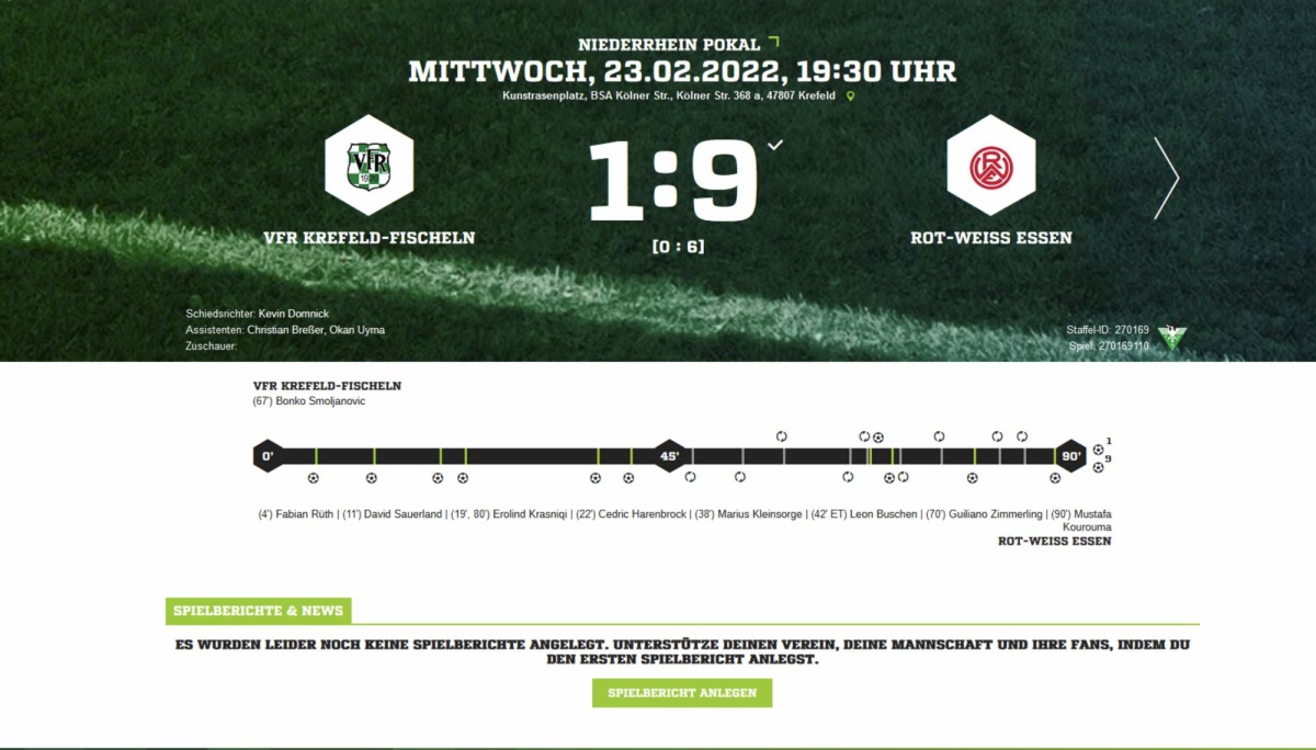 Rot-Weiss Essen nach 9:1-Kantersieg als erstes Team im Pokal-Viertelfinale