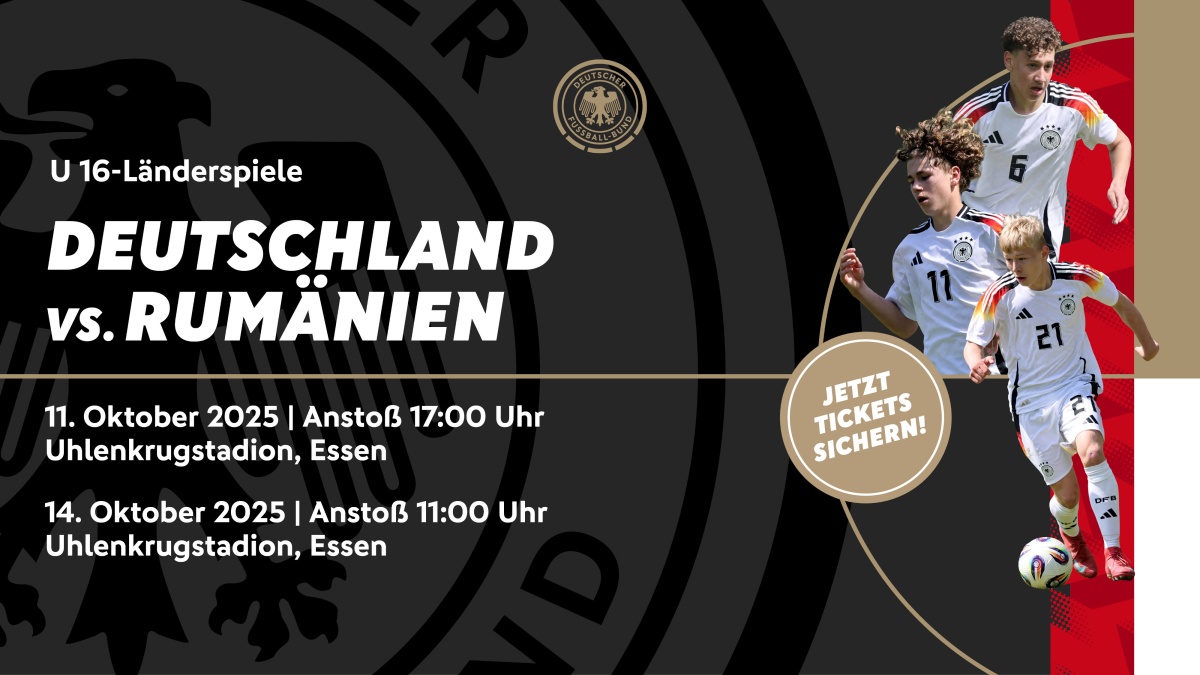 Deutsche U 16-Nationalmannschaft spielt am Essener Uhlenkrug zweimal gegen Rumänien