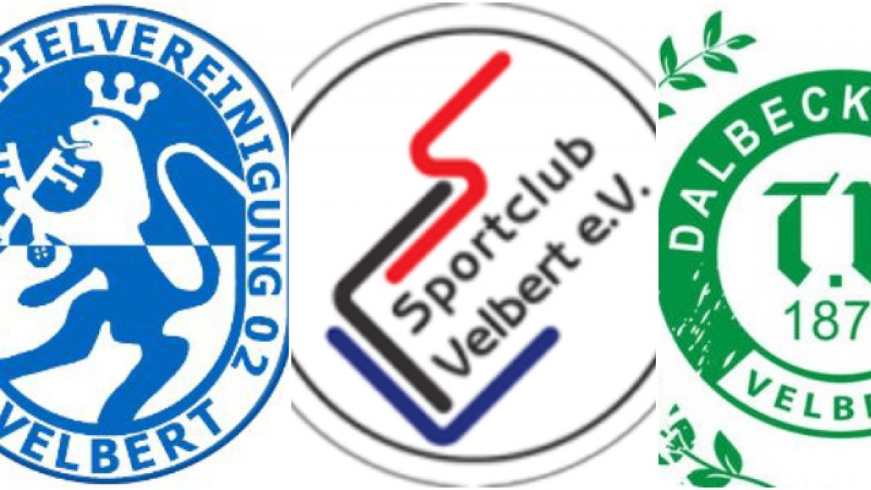 Die Logos der drei Velberter Oberligisten SSVg, SC und TVD.