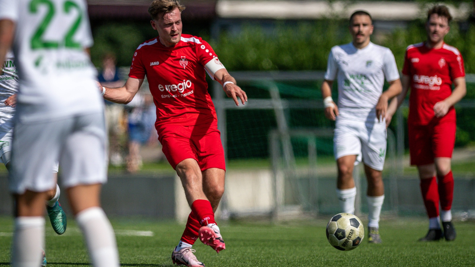 Joshua Müller, Kapitän des SV Biemenhorst, traf beim 3:2-Auswärtserfolg über Schwarz-Weiß Essen zum Endstand.