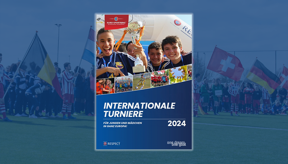 [{"clang_id":1,"value":"Flyer für internationale Jugendfußballturniere 2024 in Europa. Zeigt eine Gruppe lächelnder Kinder mit Pokal, umgeben von Fußballmotiven und Flaggen."}]