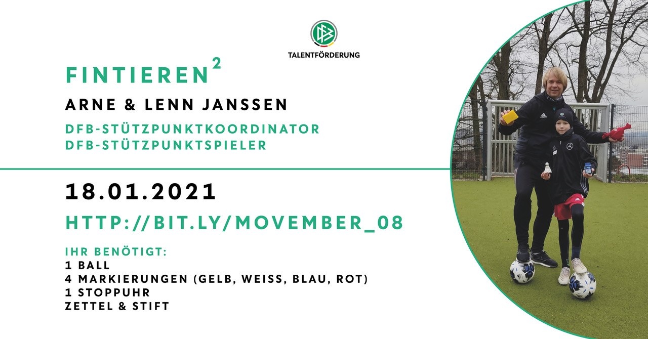 [{"clang_id":1,"value":"Fußballtrainer und Jugendspieler auf einem grünen Rasenplatz. Linke Seite Text mit Veranstaltungsinformationen: Datum, Link, benötigtes Material. Vereinslogo oben rechts."}]