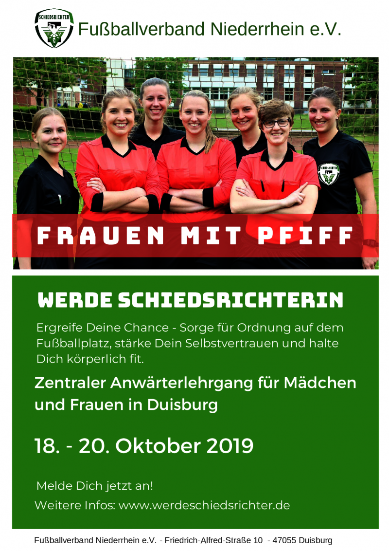 Neben der klassischen Schiedsrichterausbildung soll beim Lehrgang im Oktober besonders auf Fragen und Bedürfnisse weiblicher Schiedsrichterinnen eingegangen werden.